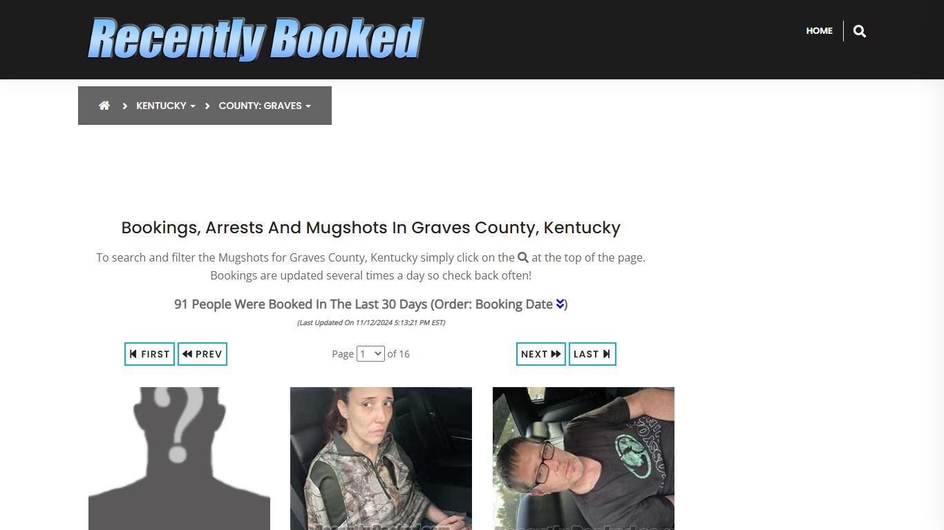 Bookings, Arrests and Mugshots in Graves County, Kentucky - Recently Booked