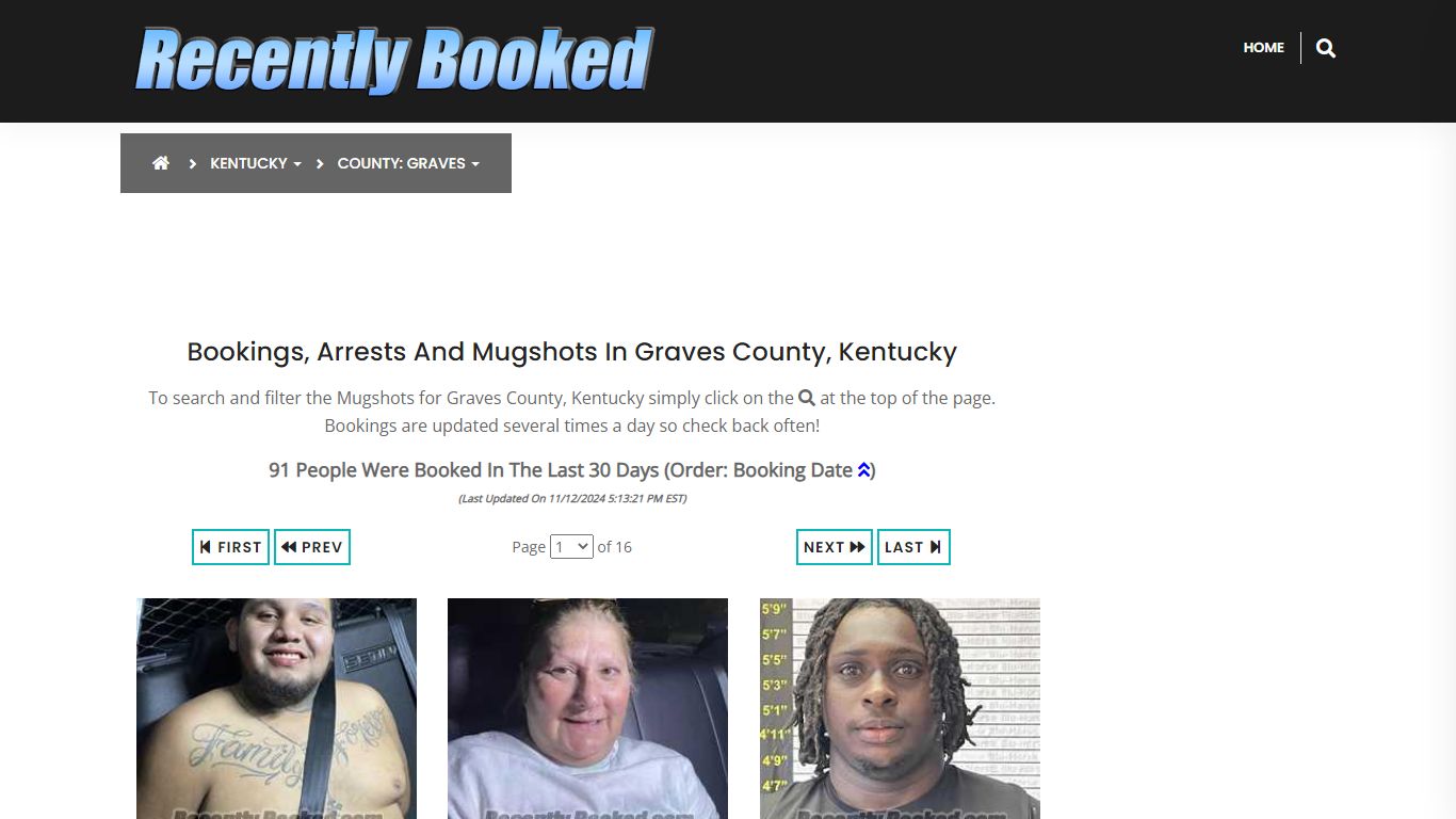 Bookings, Arrests and Mugshots in Graves County, Kentucky - Recently Booked